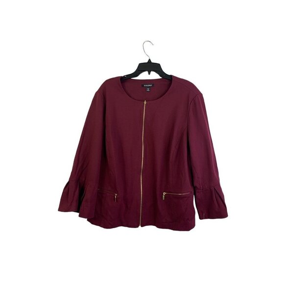 Roz & Ali Jackets & Blazers - Roz & Ali Women's Burgundy Casual Jacket
